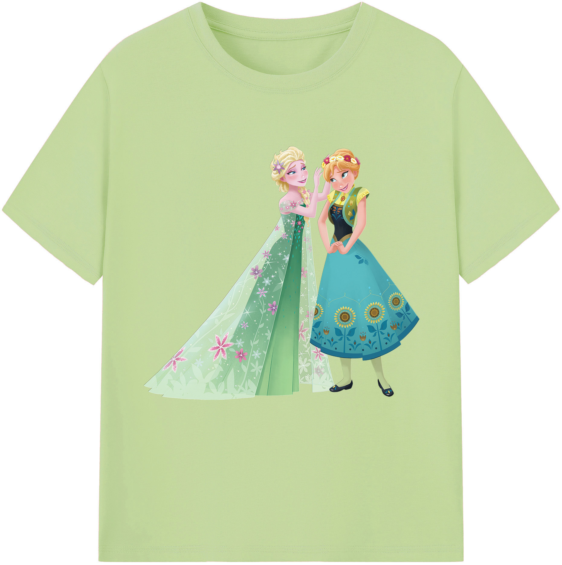 （画像用） アナと雪の女王 アンナ エルサ Frozen Anna Elsa 綿100％半袖Tシャツ（フロントプリント）